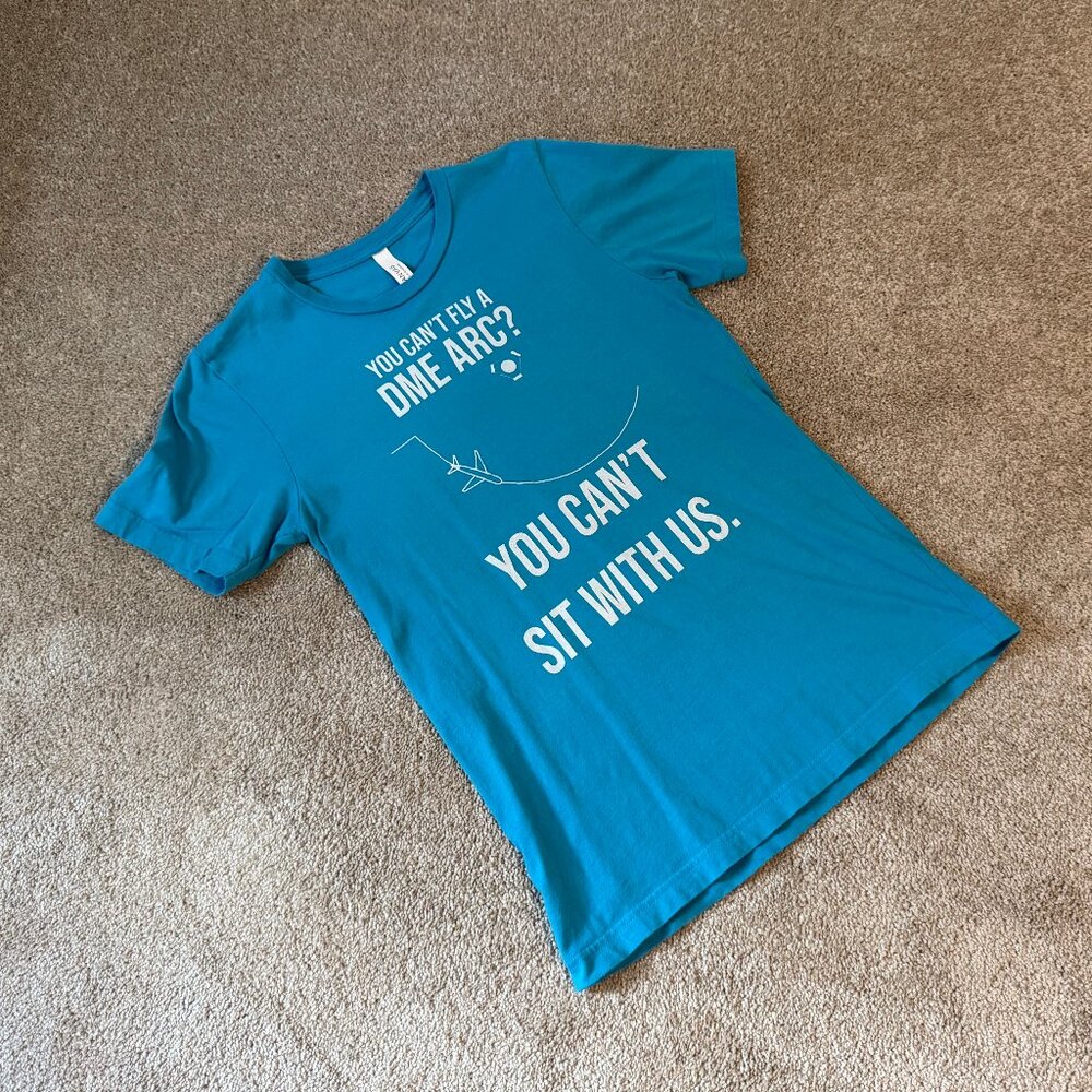 You Can't Fly A DME Arc Men’s Blue Short Sleeve Pilot T-Shirt Sz S VOR IFR